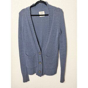 Y2K Abercrombie & Fitch Button Up Cardigan Sweater Womens S Blue Long Sleeve Cot